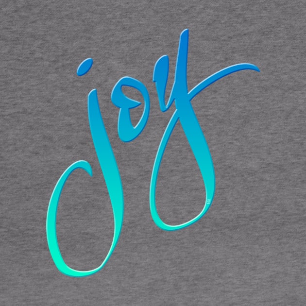 JOY Hand Lettered T-Shirt in Blue & Teal/Aqua by dlinca